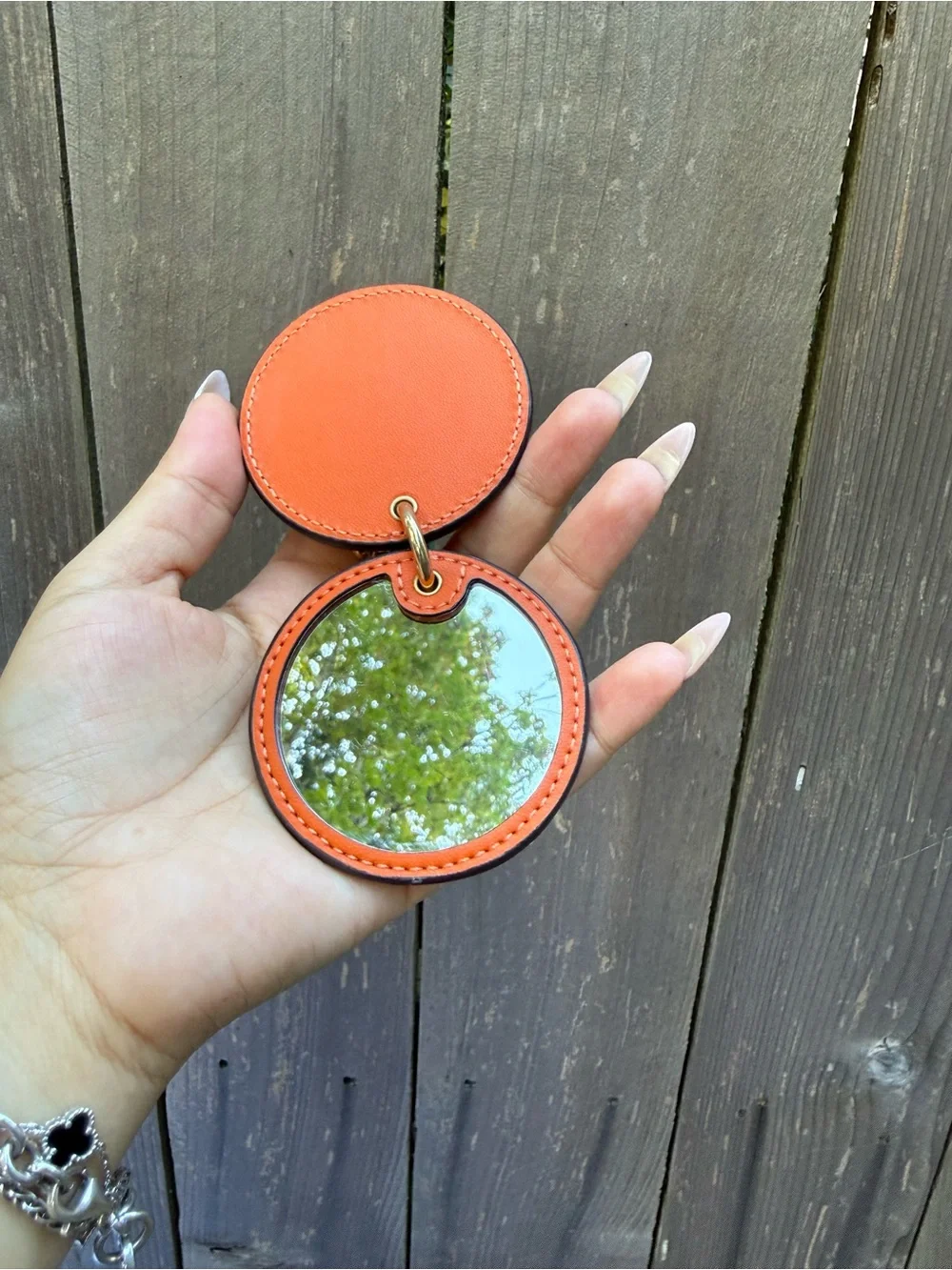 Coach Orange Round Leather Bag Charm with Gold Hardware